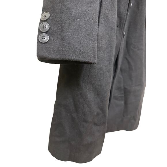 Halogen Size 12 Black Wool Blend Long Heavy Winter Pea Coat Jacket Classic Work - Picture 5 of 13